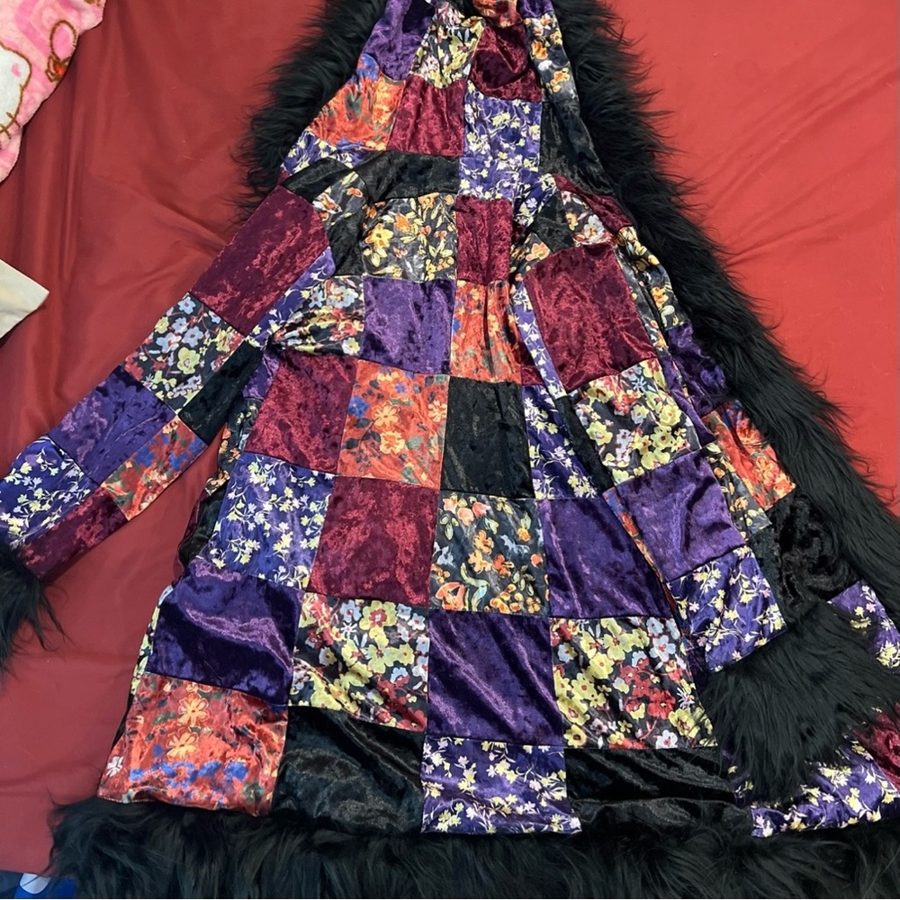 Dolls Kill x Current Mood Patchwork Fur Trench Coat - Picture 6 of 9
